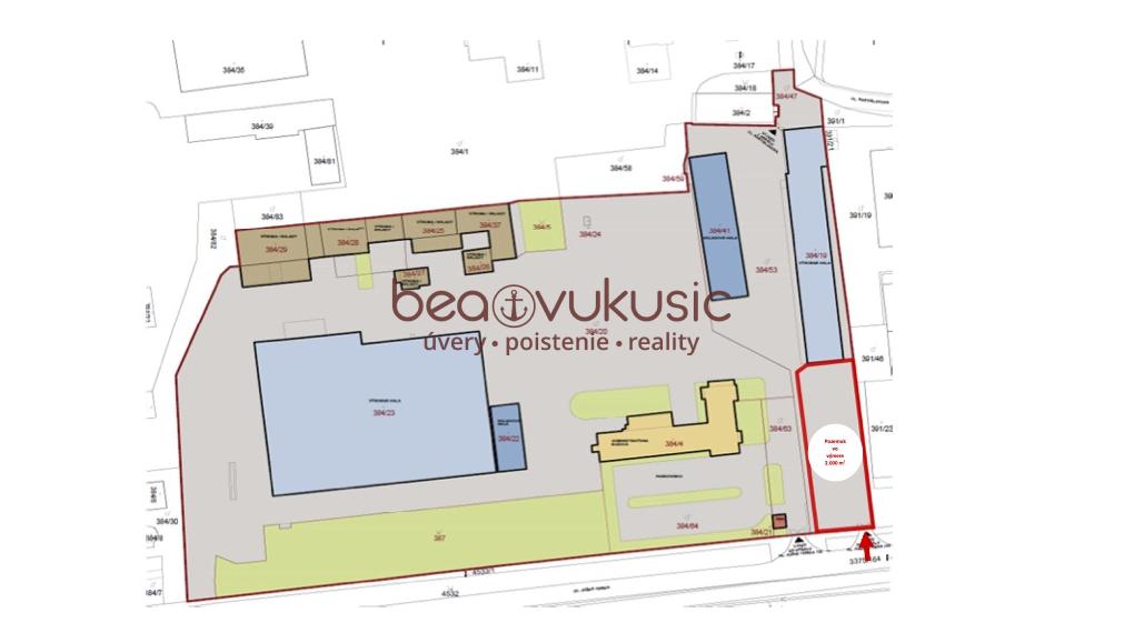 NA PRENÁJOM voľná spevnená plocha + pozemok o výmere 2.000 m2